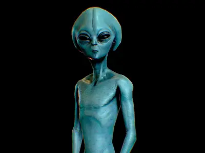 Realistic Alien 3 Space Alien Low-poly 3D model