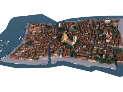 Brazil coast city buildings scene 3D model