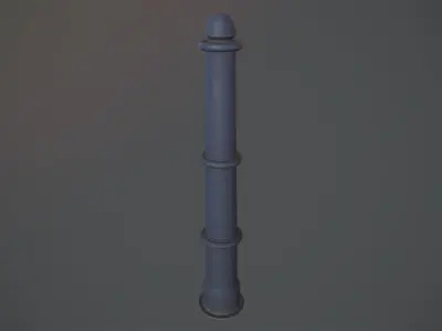 Barrier Bollard pack 5 Blue v3 Low-poly 3D model