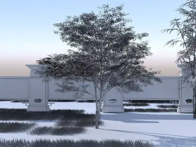 Backyard Design in Asian Style 3D model