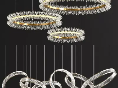 Crystal rings collection 3D model