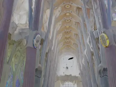 La Sagrada Familia Interior and exterior Low-poly 3D model