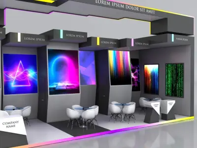 Booth Exhibition Stand Stall 4x10m Height 500 cm 2 Side Open 3D model