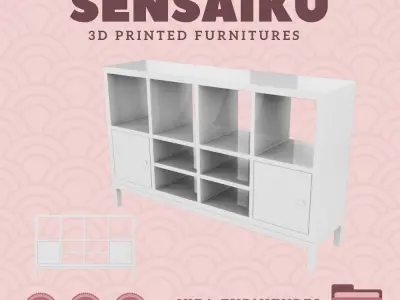 KALLAX Shelf 4x2 with Underframe Doors IKEA 3D Print 3D print model