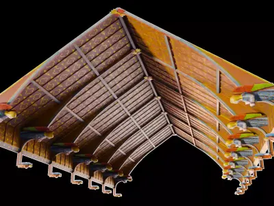Cathedral Wooden Angel Ceiling - ONLY Low-poly 3D model