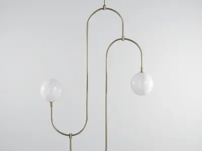 VETTO gold pendant light with two balls hanging from it 3D model