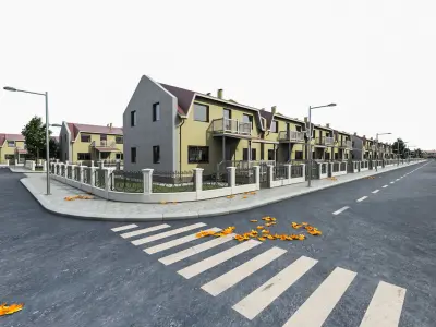 Neighborhood Houses 01 Low-poly 3D model