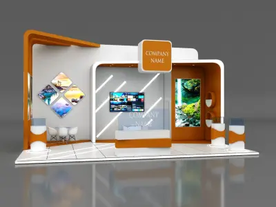 Booth Exhibition Stand Stall 9x6m Height 500 cm 3 Side Open 3D model