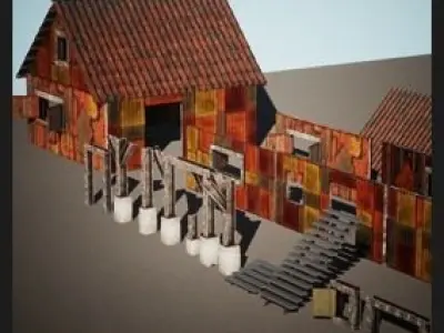 Modular Iron House 27 Assets Low-poly 3D model