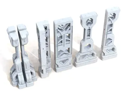 Sci-Fi Column Low-poly 3D model