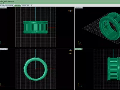 Ribbed Halo Gold Ring 3D print model