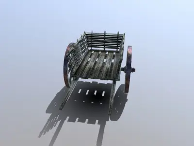 Medieval Wattle Cart Low-poly 3D model