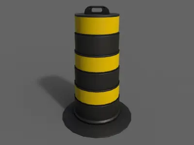 PBR Traffic Drum Barrel BlackYellow Low-poly 3D model