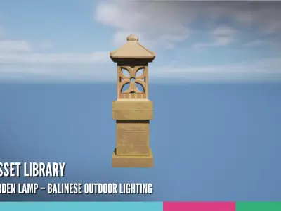 Stone Garden Lamp Balinese Outdoor Lighting 3D model