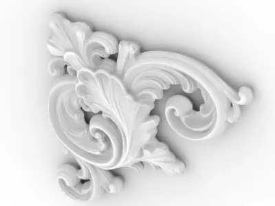 Classic Baroque Gold Corner Ornament 3D model