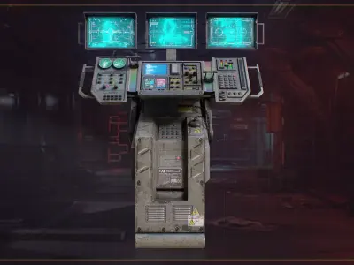Scifi Industrial Computer Low-poly 3D model