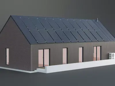 Modern House with Heat Pump and Solar System 3D model