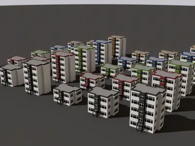 Cartoon Building Low Poly Building E 30 Variant Low-poly 3D model