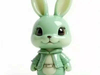 Stylized Jade Bunny 3D Character V03 Low-poly 3D model