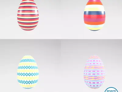 Easter Egg v1 Pack 01 Low-poly 3D model
