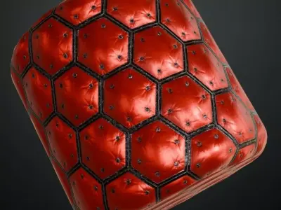 Red Sci-Fi Wall PBR Seamless Texture