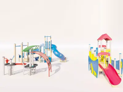 Childrens Playground Equipment Kit 3D Model Low-poly 3D model