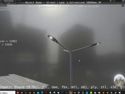 Street Light 1 Galvanized 10000mm 3F Low-poly 3D model