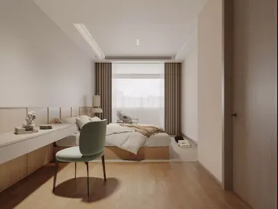 Minimalist style bedroom 3D model