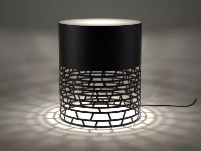 Nest three cylinders and lamp 3D model