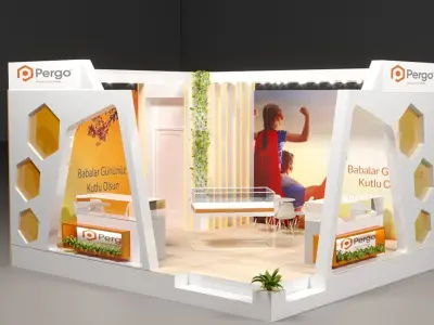 modern exhibition booth design 3D model