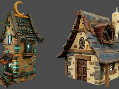 Fantasy house low Poly Low-poly 3D model