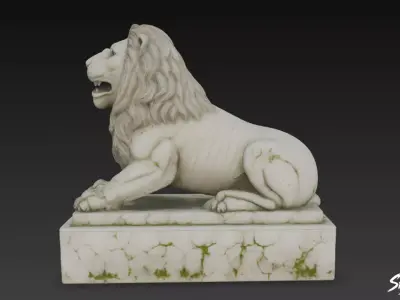 Lion Statue V21 Low-poly 3D model