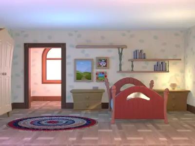 Cartoon bedroom stylized 3D model