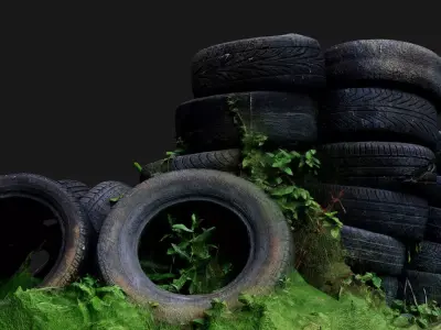 tires street abandoned barricade pt1 PBR photogrammetry Low-poly 3D model