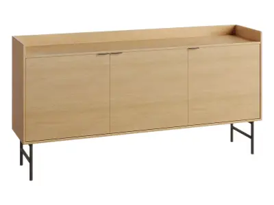 Volga oak 3-door sideboard Low-poly 3D model