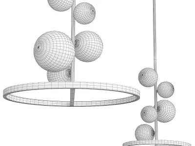 IONA collection pendant light with three glass bubbles hangin... Low-poly 3D model