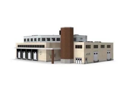 Cargo Building with Interior Low Poly Low-poly 3D model