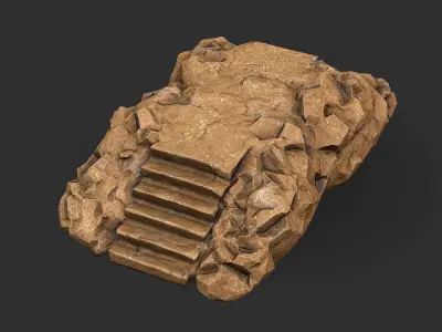 Stairs stone staircase 05 Low-poly 3D model