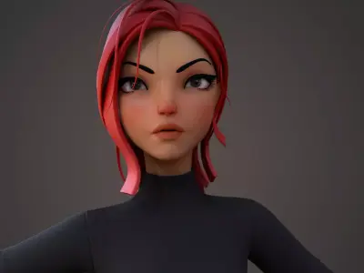 Violet Cartoon character  Low-poly 3D model
