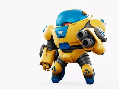 COMBAT TOY BOT   RIGGED 3D model
