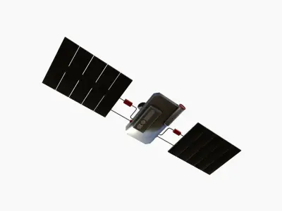 Satellite I04 Steel Red - SciFi Space Design Low-poly 3D model