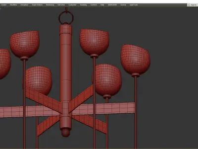 Salem 6 Light Shaded Wagon Wheel Chandelier Low-poly 3D model