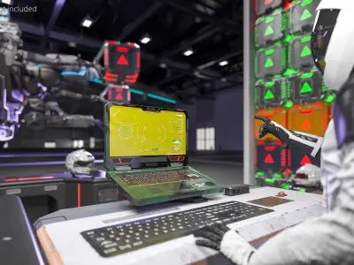  Vortex X9 Sci-Fi Tactical Laptop Opened Green 