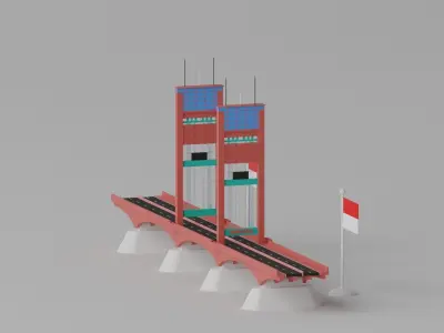 Ampera Bridge Palembang Indonesia 3D model