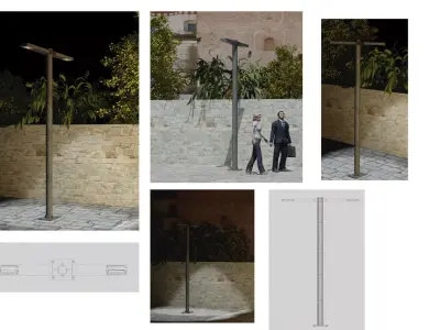 pedestrian street light Low-poly 3D model