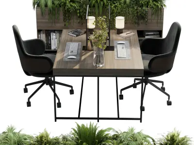 Manager Desk - Office Furniture - Plants Box Divider 16 Low-poly 3D model
