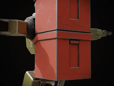 The Grabber robot riding tricycle with boxes Low-poly 3D model