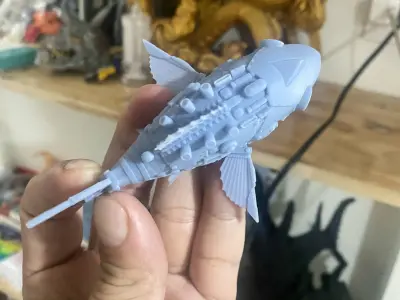 cyberpunk mechanical fish 3D print model