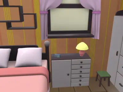 Isometric cartoon bedroom 03 3D model