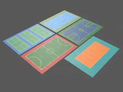 PBR Multi Sports Game Court Floor Low-poly 3D model